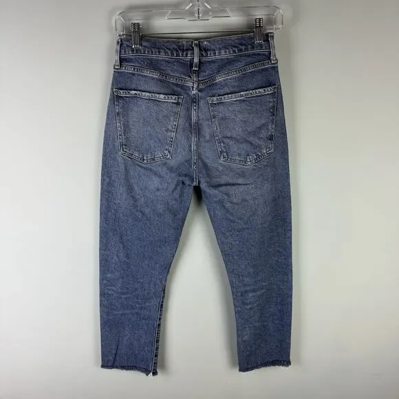 AGOLDE Toni Straight Ankle Jeans Women's Size 25 Distressed Raw Hem Medium Wash - Picture 3 of 10